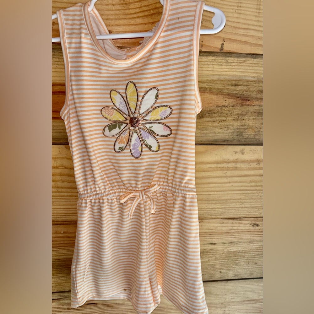 Pink and White Sleeveless romper with Crew Neck SOLD
